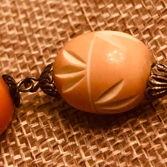 RARE Vintage Carved Bakelite Beaded with Sterling Silver Necklace - Picture 8 of 12